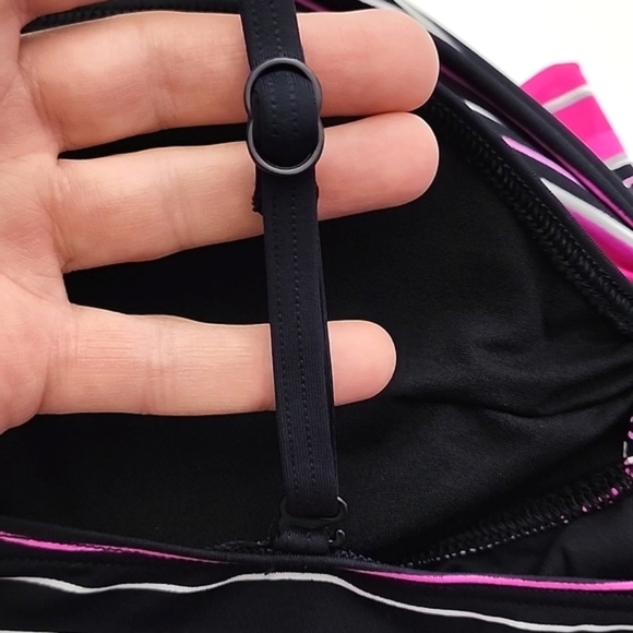 BAKU Australia Tankini Swim Top Pink Black Stripes Ruched Waist Size 11/12 - Picture 6 of 14